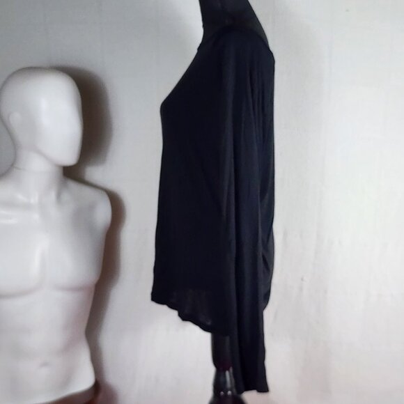 Love In Brand Black LS Rayon Span Reversible Drop Shoulder 1/2 Zip Top Size L - Picture 7 of 16